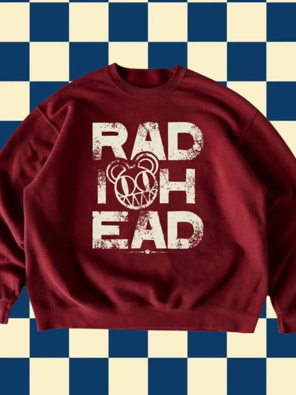 Gildan Burgundy Crewneck Sweatshirt with Distressed White Graphic